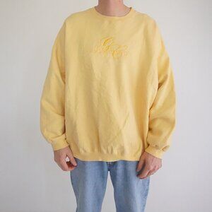 Vtg '90s Hanes Heavyweight Cotton Yellow Grand Canyon Crewneck Sweater 2XL